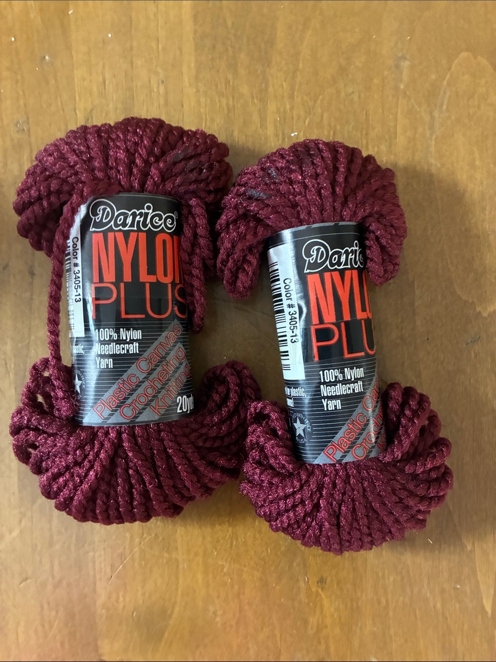 2 20 yard maroon nylon needle craft yarn